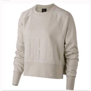 Nike Dri-FIT Classic logo cropped sweatshirt - beige, size medium